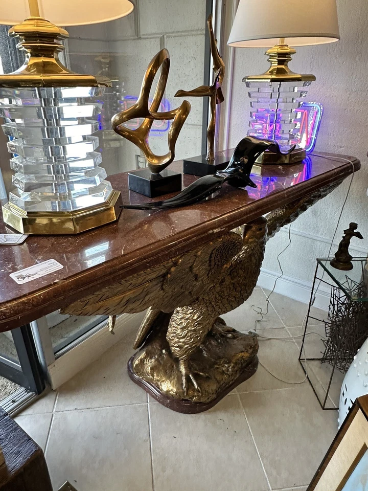 古董镀金青铜联邦美国鹰控制台桌面大理石上衣纽约 — 第 3/4 张图片