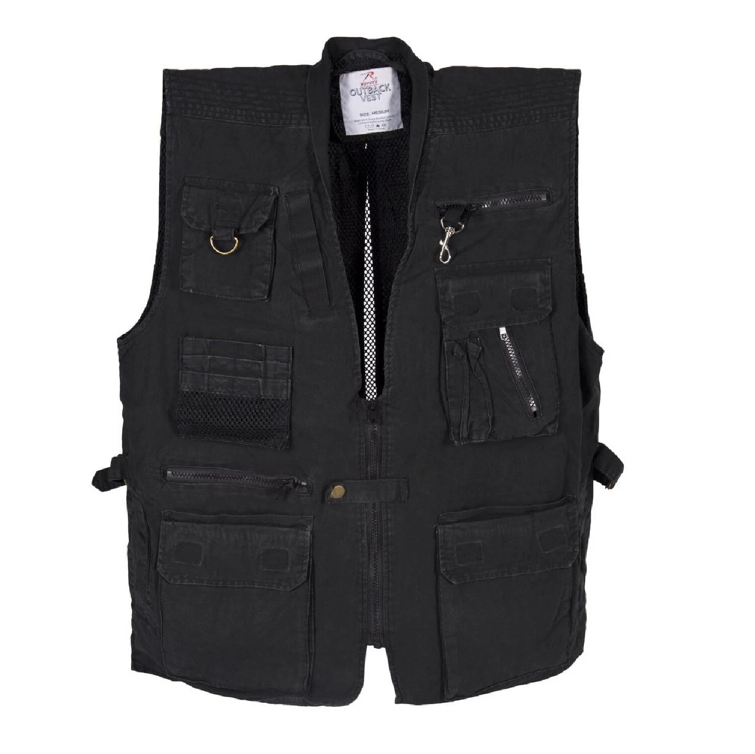 Safari Outback Vest Deluxe Black Stone Washed Canvas