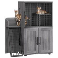 Modern Cat Litter Box Enclosure With Platform, Double Layer Cat Litter Hidden