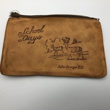 LAKE GEORGE NY Pencil Pouch School Days w/Damage AS IS Scarce Vintage Antique