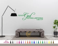 Luke 1:37 With God Nothing Impossible Bible Verse Wall Quote Vinyl Decal Sticker