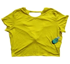 LuLaRoe Solid Bright Yellow Large Fierce Twist Back Activewear Workout Top NEW