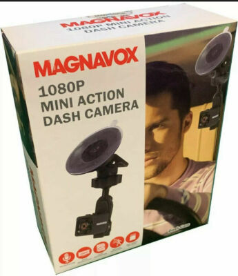 Magnavox Mini Action Dash Cam Camera 1080p Video Recorder w/t Suction Cup Mount