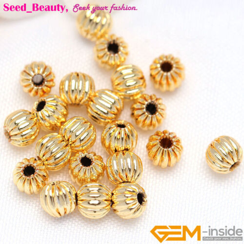 14K Yellow Gold Filled Round Corrugated Spacer Beads Jewelry Making 4mm 5mm 6mm - Picture 1 of 17