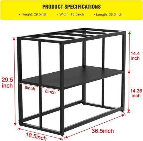 Durable Black Metal Aquarium Stand for 40 Gallon Fish Tanks - 660 lbs Capacity - Picture 4 of 10