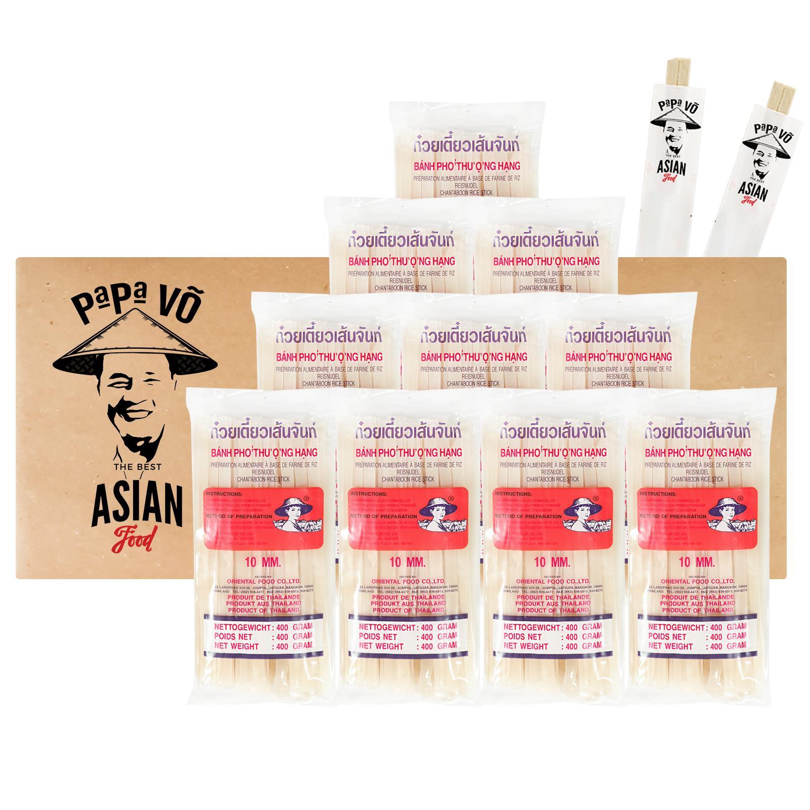 Farmer 10mm Reisnudeln straight 10x400g Pad Thai Nudeln Pho Nudeln Reisbandnudel