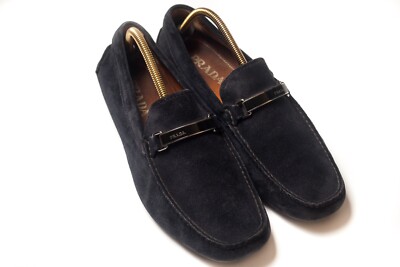 PRADA 2DD114 Mens Dark Blue Suede Leather Driving Moccasin  display picture 3