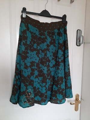 Noa Noa Lined Silk Floral Skirt Size M 15'' Waist 26'' Long