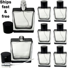50ml 1.7oz dark tinted black clear square perfume spray bottles