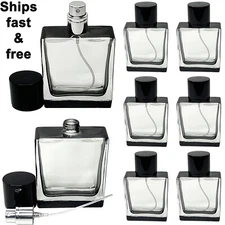 50ml 1.7oz dark tinted black clear square perfume spray bottles