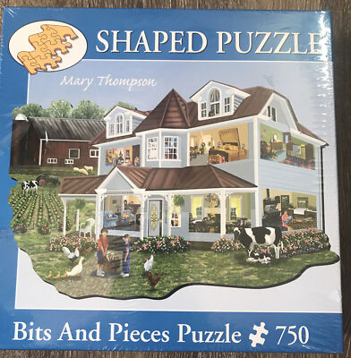 750 Piece Mary Thompson Shaped Art Puzzle ''Granny's Farm''  New 18'' x 27''