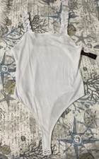 No Boundaries Women's Juniors Ruffle Straps Bodysuit White Size Small 3-5 NWT