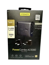 Pisen PowerCombo AC5000 Portable Smart Travel Charger, 2USB, 1 Type-C, 5000 mAh 