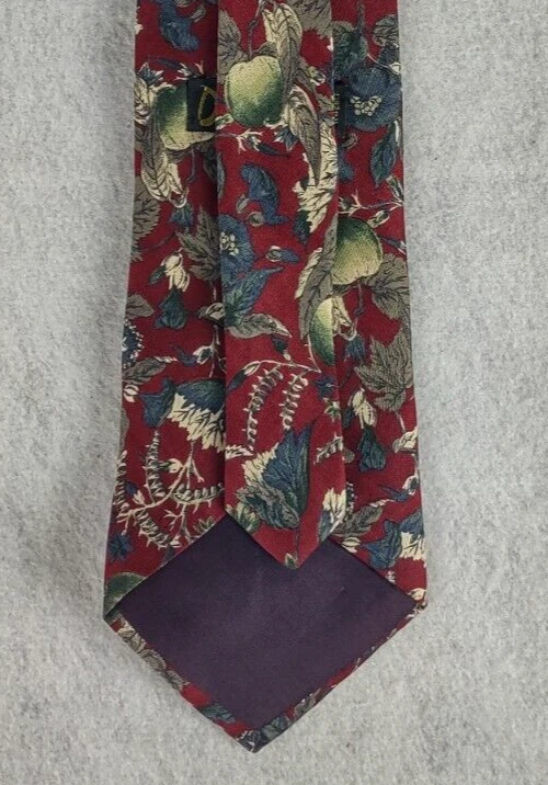Corbata Domani Para Hombre Borgoña, Azul, Gris Verde, Patrón Floral 100% Seda Italiana Foto 4 de 4