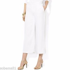 Lauren Ralph Lauren White Crepe Wide-Leg Cropped Pants Size 2