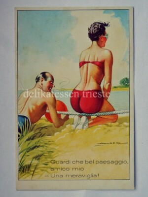 HOLZER old humorous postcard 645/11 sexy bather old postcard AK *