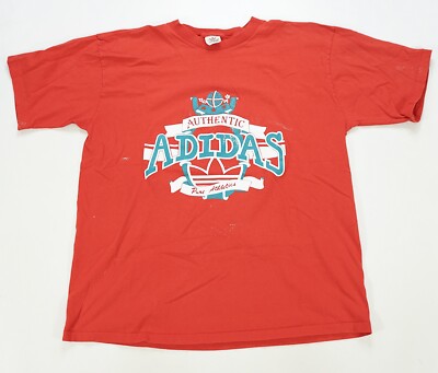 Rare VTG ADIDAS Authentic Pure Athletics Spell Out Trefoil T Shirt