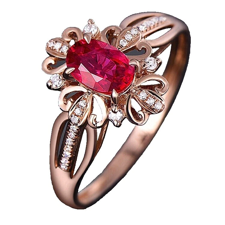 Медные рубиновые модные кольца