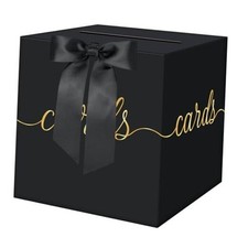 Black Card Box Wedding, Black Bow Card Box for Party, Black and Gold Card Box