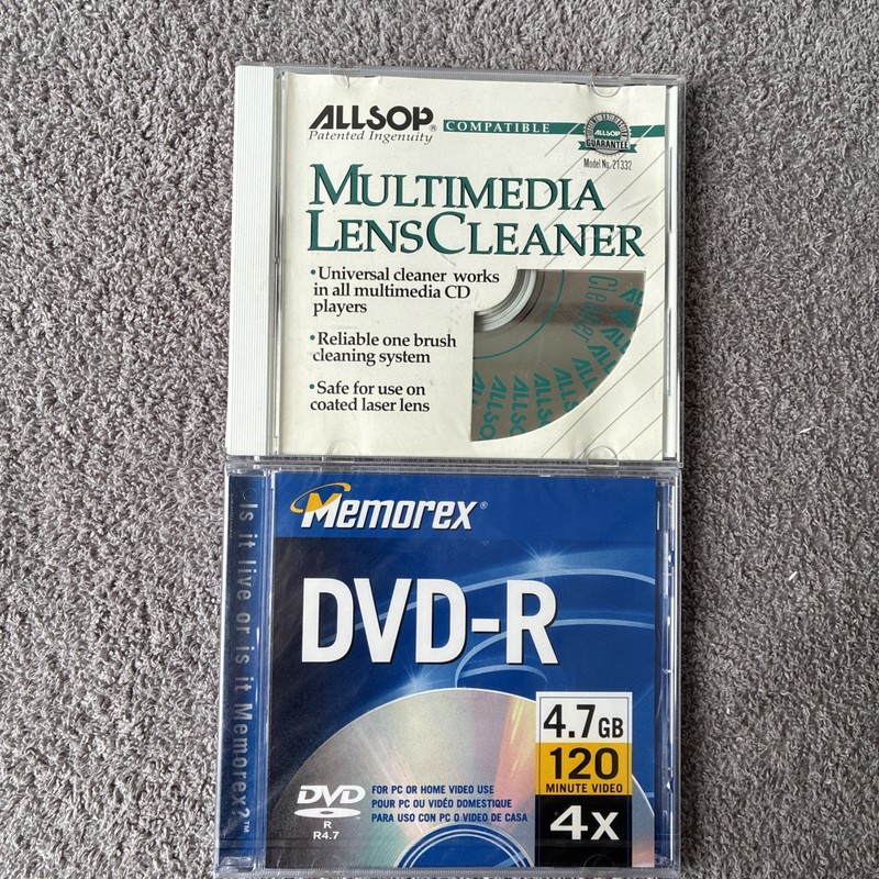 Allsop Universal Multimedia Lens Cleaner & Sealed Memorex DVD-R