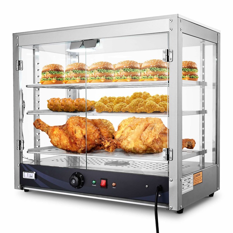 WeChef 800W 3-Shelf Commercial Food Warmer Large Capacity Catering Display Case