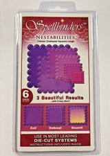 Classic Scalloped SQUARES Large 6 Die Cut, Emboss, Stencil NEW Spellbinders Nest