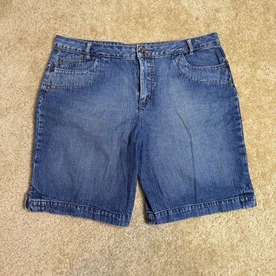 Y2K Faded Glory Denim Shorts Womens  14 Medium Wash Bermuda Jean Jorts