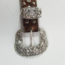 Nocona Rhinestone Studded Brown Women's Leather Belt N3442002 Size M 32