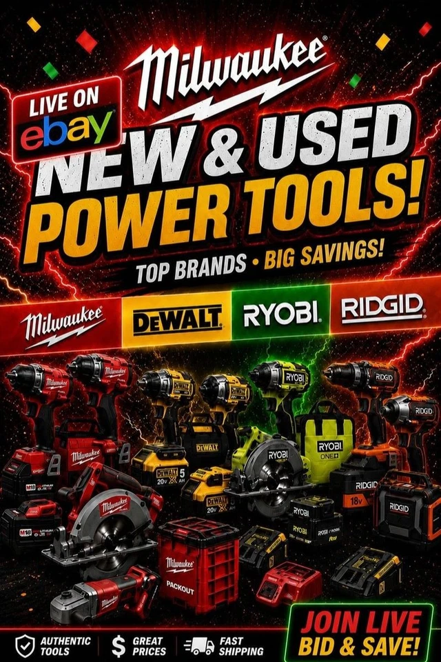 Milwaukee, Dewalt, Ryobi, Ridgid Tools