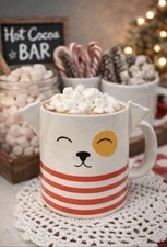 Parker Lane Figural Red Stripe Dog Coffee Cup Mug w/ Ears & Tail ~ 16 Oz ~ NEW