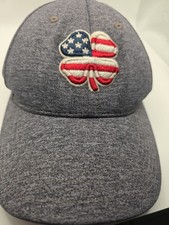 Live Lucky, Black Clover,Cap S/M Men's, Gray, American Flag Design Shamrock