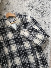 Liz Claiborne Collection Houndstooth Wool Blend Plaid Jacket Blazer Womens 10