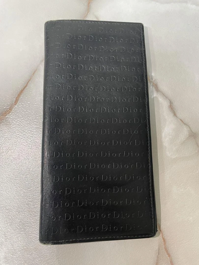 Portefeuille long Christian Dior cuir noir plusieurs poches cartes poche zippée