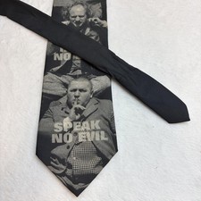 Vintage Three Stooges Tie Mens One Size Black Novelty Necktie Ralph Marlin