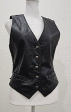 Wilson's BLACK LEATHER POLYESTER VEST - BUTTON UP SIZE SMALL