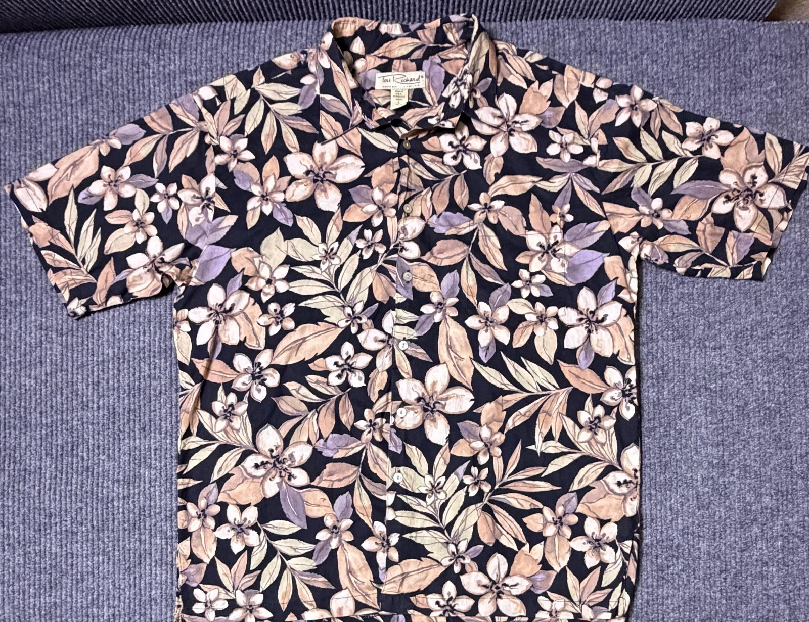 Tori Richard Shirt Mens Large Floral Hawaiian Button Up Short Sleeve Made USA