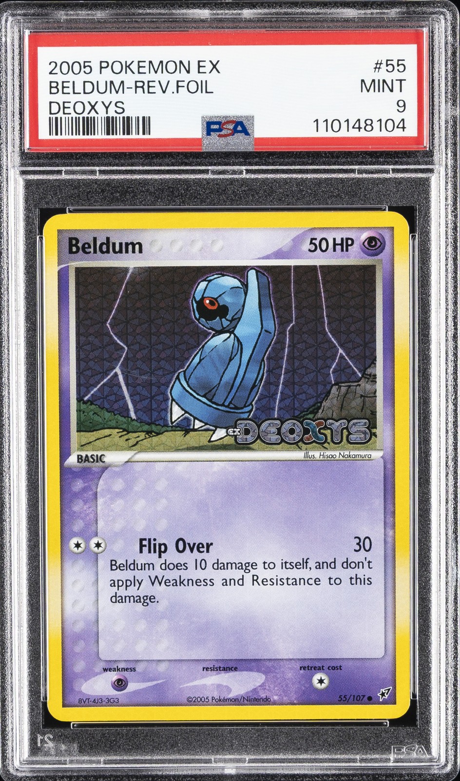 2005 POKEMON EX DEOXYS #55 BELDUM-REVERSE FOIL PSA 9