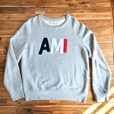 AMI Alexandre Mattiussi Mens Graphic Print Crew Neck Sweatshirt, Size Small