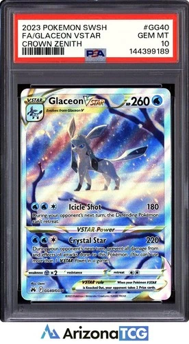 Pokemon 2023 Glaceon VSTAR GG40/GG70 Full Art Crown Zenith GEM MINT PSA 10