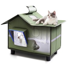Outdoor Cat House, Large Cat House Shelter Weatherproof with Escape Door, Fol...