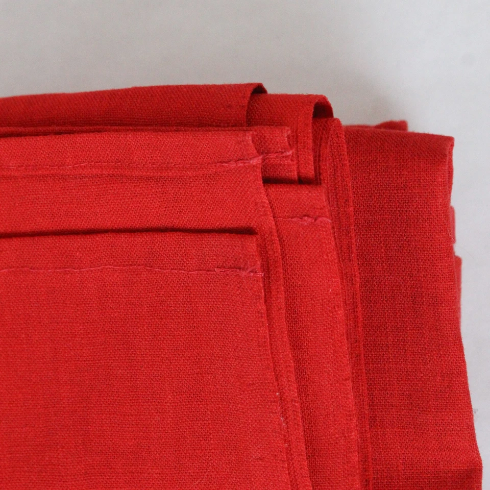 Handmade Red Round Tablecloth 58"x62" Linen Like Fabric Home Decor - Image 3 of 4