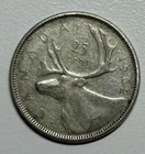 1962 Canada Queen Elizabeth II MOOSE / Caribou SILVER Quarter Coin 80% AG 20% CU