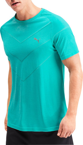Puma Reactive evoKNIT Mens Training Top Blue Short Sleeve Gym Breathable T-Shirt - Picture 1 of 4