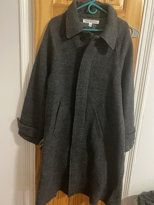 Women's 100% Curly Wool Balmacaan Coat Charcoal.  Medium Size.