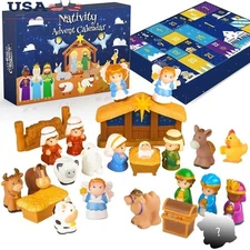 Nativity Advent Calendar 25 Pieces Christmas Story Playset Kids Learning Fun New