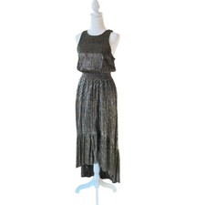 Banana Republic Metallic Pleated High Low Maxi Dress Women's Size 4