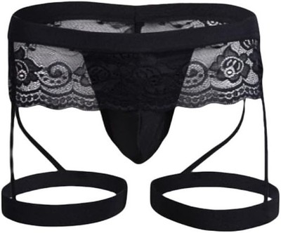 Evankin Mens Sexy Lace Thong Breathable Mesh Underwear See Through  X-SMALL