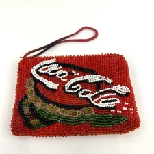 Vintage Beaded 4” Coca Cola Coin Purse Rare