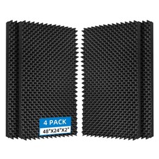 Geynnple 4 Pack Sound Proof Foam Panels 48" 24" 2" 4Pack Black