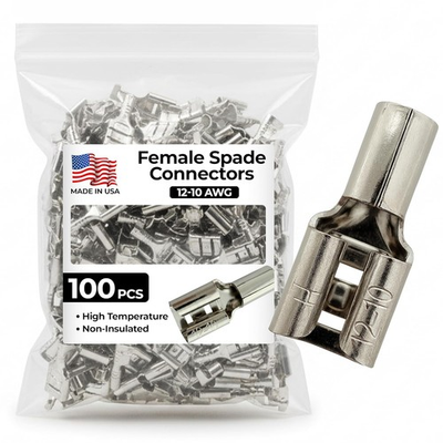 #ad 100 Pcs High Temperature Non Insulated Female Spade 12 10 AWG Female 1 4quot; Tab $23.30